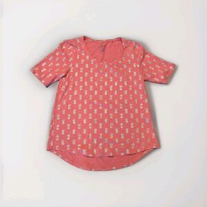 Chicos The Ultimate Tee Shirt Womens 0 Small Short Sleeve Pineapple Scoop Neck